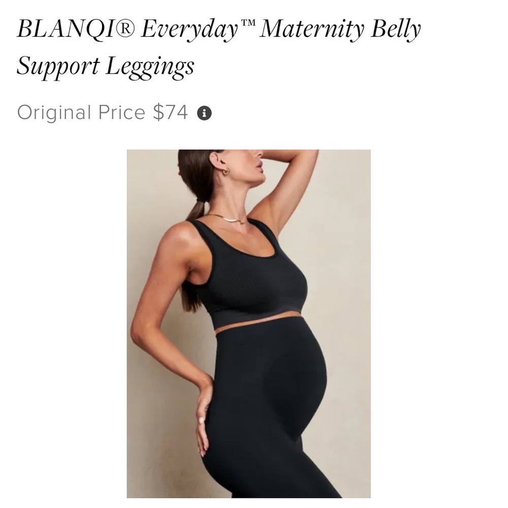 Blanqi Everyday Maternity Maternity Belly Support Leggings, black, size small.
